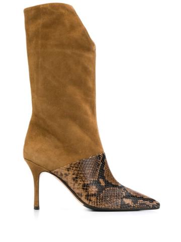 The Seller Snakeskin-effect Panel Boots - Brown