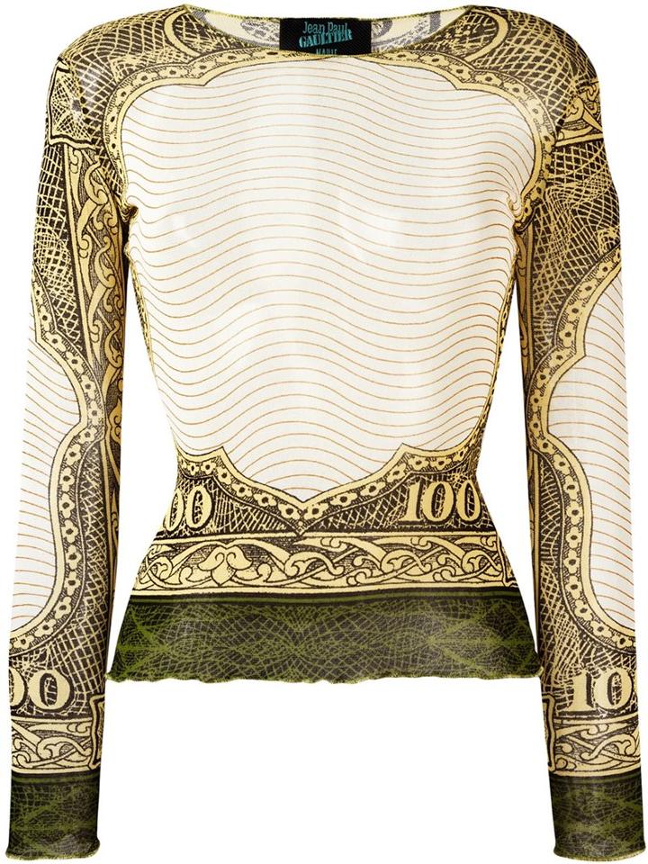 Jean Paul Gaultier Vintage 100 Dollar Bill Print Top