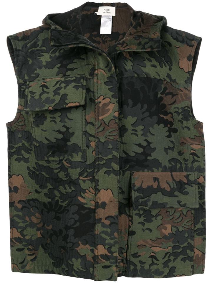 Ports 1961 Camouflage Sleeveless Jacket - Green