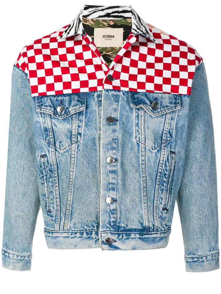 Herman Checked Denim Jacket - Blue