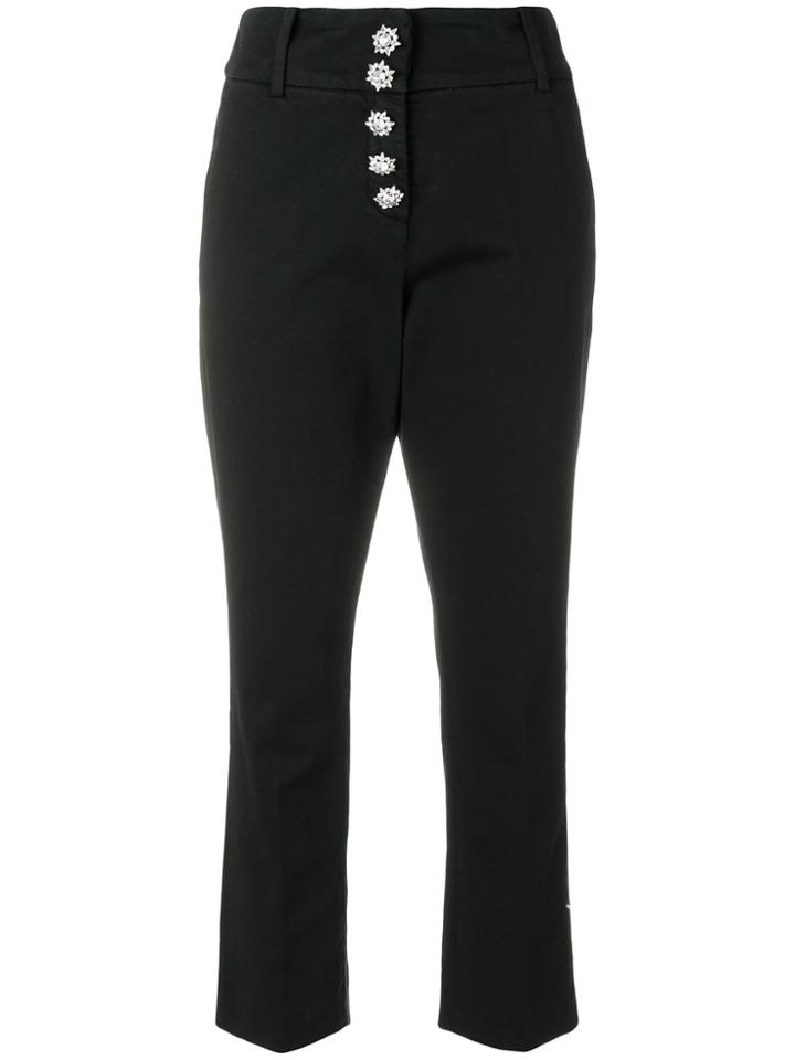 Dondup Cropped High Waisted Trousers - Black