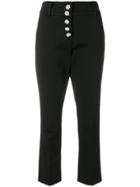 Dondup Cropped High Waisted Trousers - Black