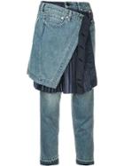Sacai Skirt Overlay Cropped Jeans - Blue