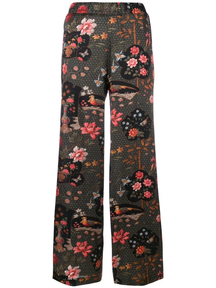 Shirtaporter Floral Print Trousers - Black