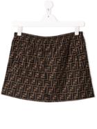 Fendi Kids Teen Repeat Logo Skirt - Brown