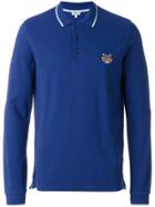 Kenzo Long-sleeved Tiger Crest Polo Shirt - Blue
