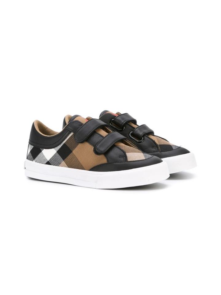 Burberry Kids House Check Sneakers, Boy's, Size: 29, Black