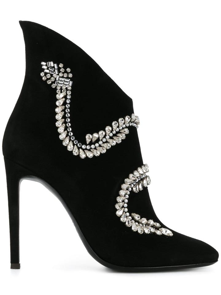Giuseppe Zanotti Crystal Serpent Booties - Black