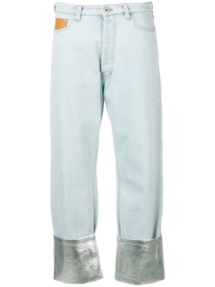 Paco Rabanne Contrast Cuff Straight Leg Jeans - Blue