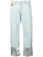 Paco Rabanne Contrast Cuff Straight Leg Jeans - Blue
