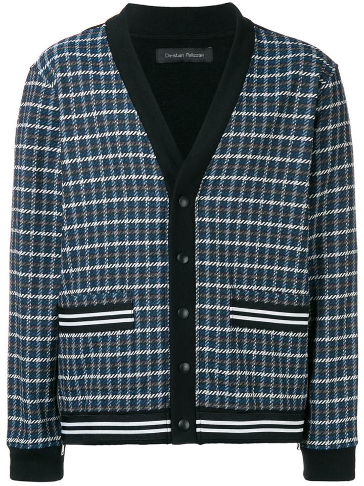 Christian Pellizzari Checked Buttoned Sweatshirt - Blue