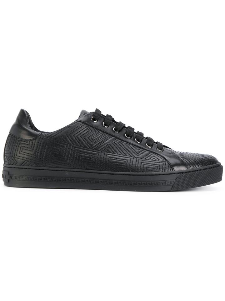 Versace Embossed Greek Key Motif Trainers - Black