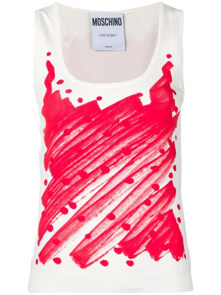 Moschino Brushstroke Print Tank Top - White