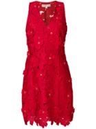 Michael Michael Kors Floral Appliqué Lace Dress - Red