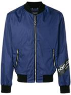 Dolce & Gabbana Branded Bomber Jacket - Blue