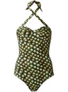 Blue Man Printed Swimsuit, Women's, Size: Medium, Green, Lyocell