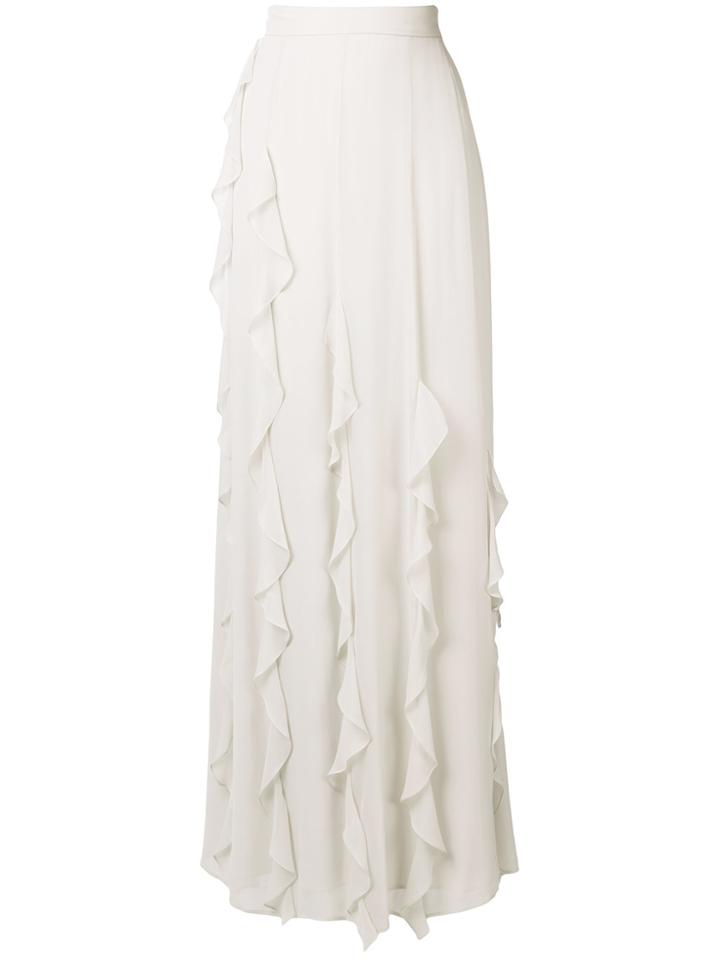 Max Mara Waterfall Ruffle Maxi Skirt - Grey