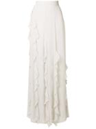 Max Mara Waterfall Ruffle Maxi Skirt - Grey