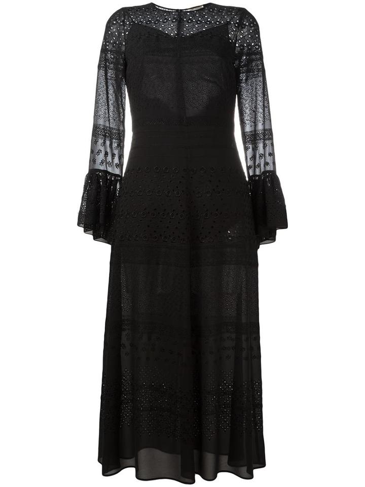 Saint Laurent Bell Sleeve Broderie Anglaise Dress, Women's, Size: 38, Black, Silk/viscose/cotton