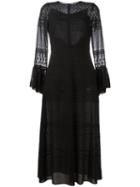 Saint Laurent Bell Sleeve Broderie Anglaise Dress, Women's, Size: 38, Black, Silk/viscose/cotton