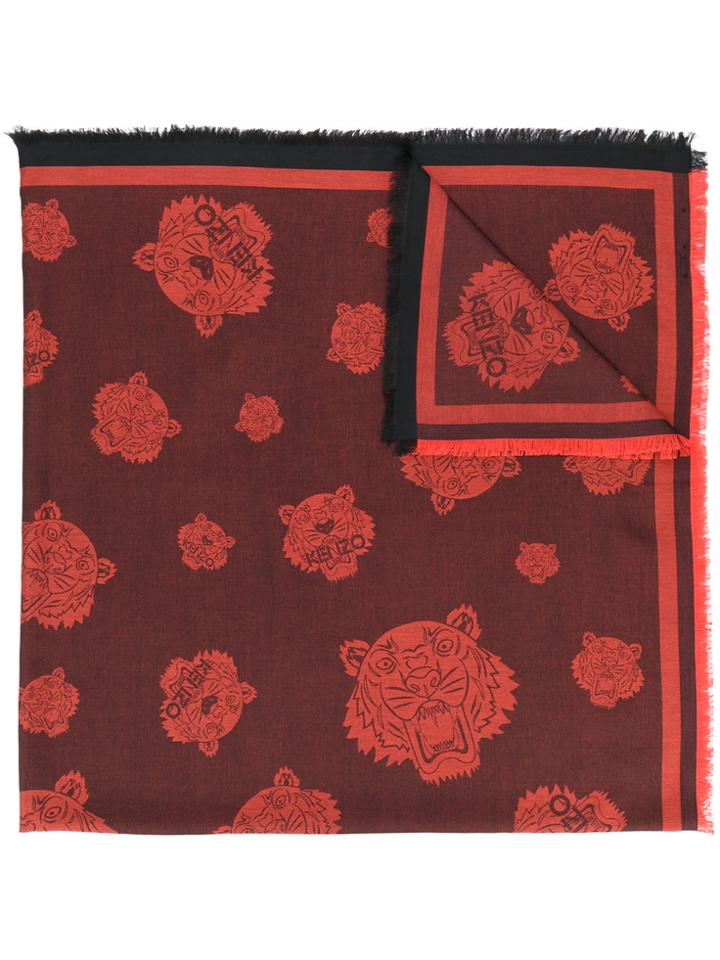 Kenzo Multi Tiger Scarf - Red