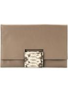 Mara Mac Snakeskin Effect Clutch - Nude & Neutrals