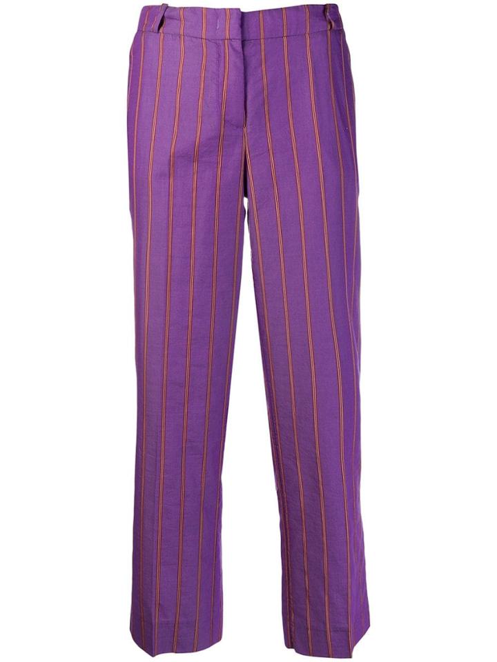 Kiltie Pinstripe Cropped Trousers - Purple