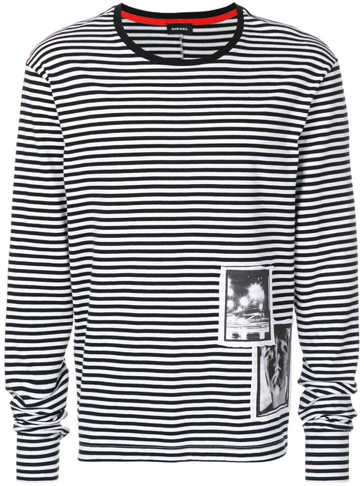 Diesel Striped Patch Detail T-shirt - Black