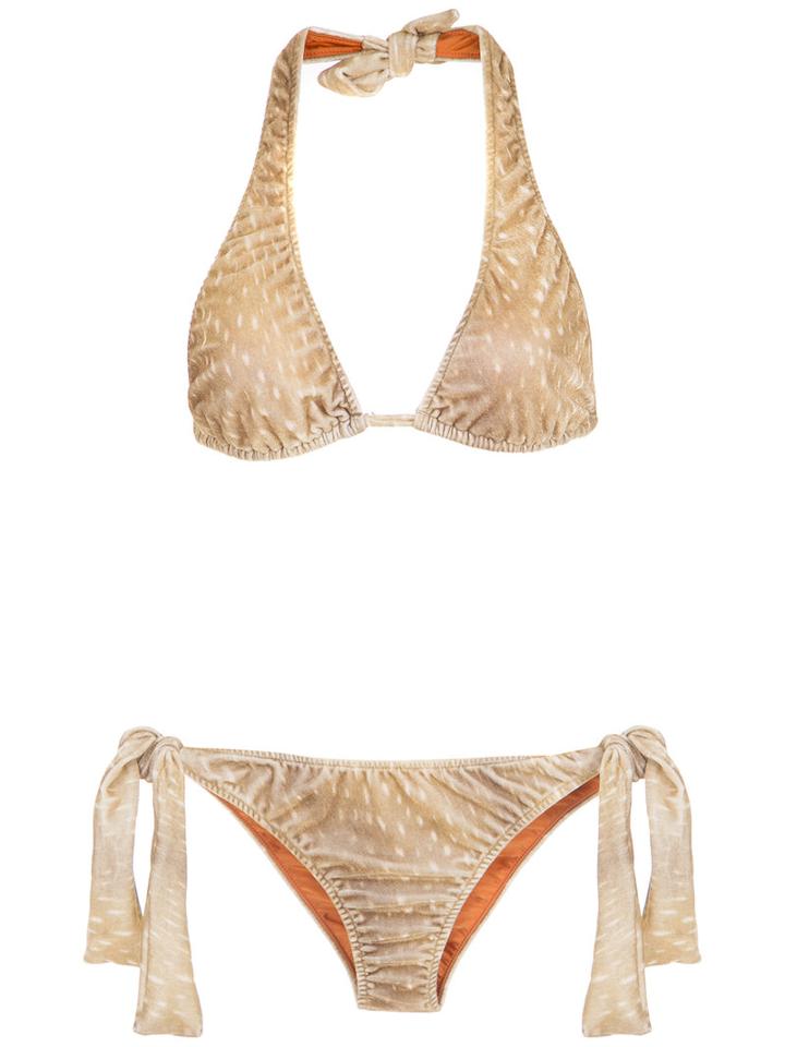 Adriana Degreas - Velvet Bikini Set - Women - Polyester/spandex/elastane - Pp, Beige, Polyester/spandex/elastane