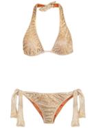 Adriana Degreas - Velvet Bikini Set - Women - Polyester/spandex/elastane - Pp, Beige, Polyester/spandex/elastane