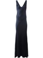 Galvan Slinky V Neck Dress, Women's, Size: 40, Blue, Silk