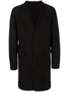 Salvatore Santoro Notched Lapel Coat, Men's, Size: 50, Black, Sheep Skin/shearling/cotton