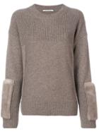 Agnona - Fur Patch Sweater - Women - Mink Fur/cashmere - 42, Brown, Mink Fur/cashmere