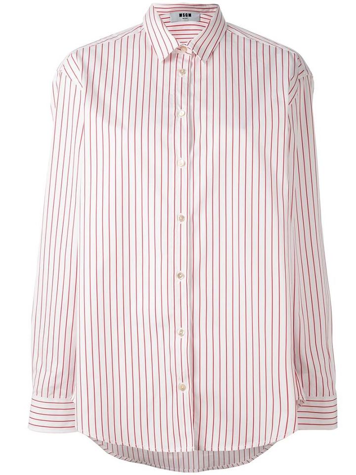 Msgm Striped Shirt, Women's, Size: 38, Red, Cotton
