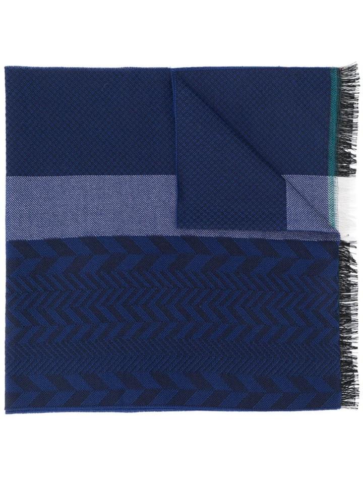 Ps Paul Smith Intarsia Knit Scarf - Blue