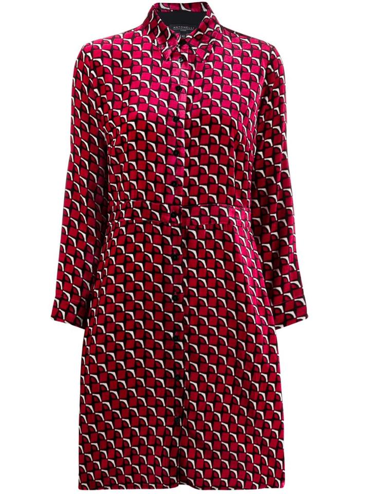 Antonelli Graphic Print Shirt Dress - Red