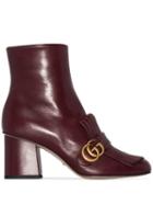 Gucci Marmont 75mm Fringed Ankle Boots - Red