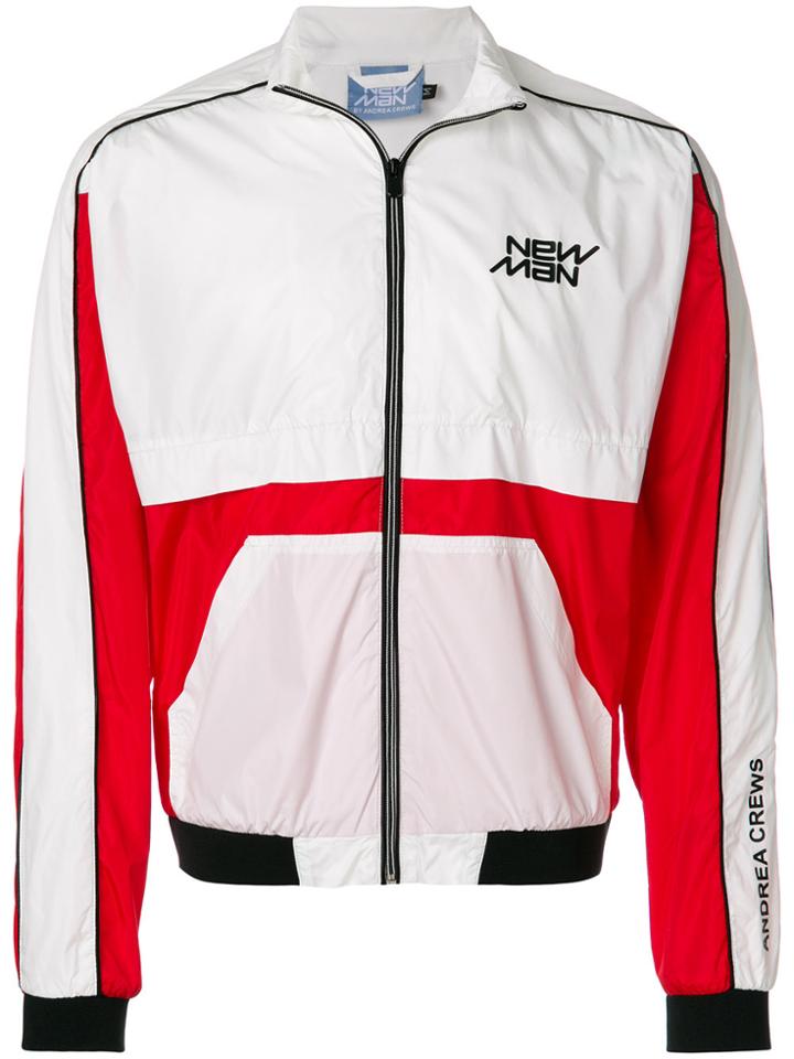 Andrea Crews Colour Block Bomber Jacket - White