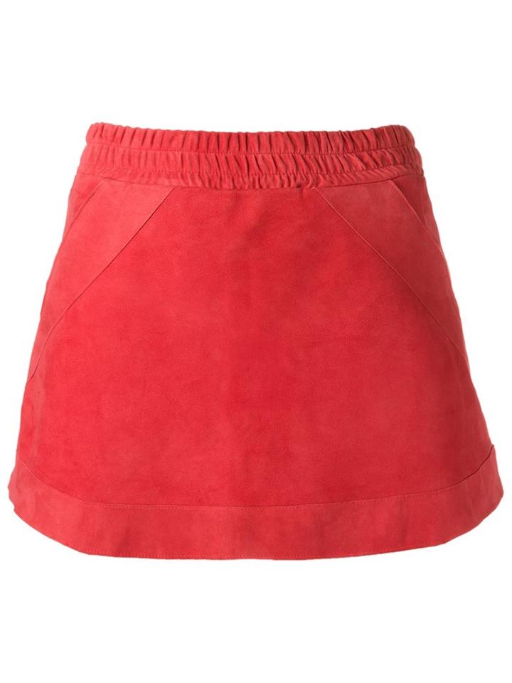 Andrea Bogosian Leather Skorts, Women's, Size: Medium, Red, Chamois Leather