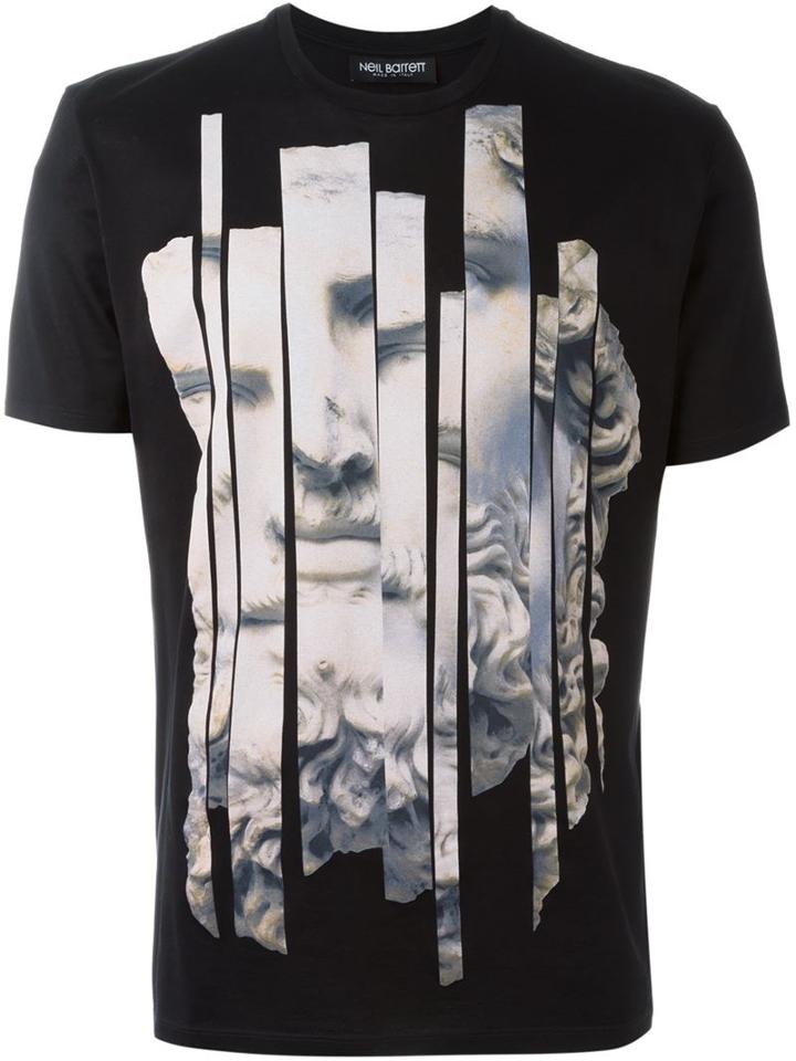 Neil Barrett Statue Print T-shirt, Men's, Size: Xl, Black, Cotton