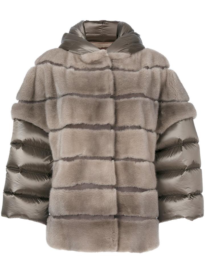 Cara Mila Arianna Mink & Down Jacket - Grey