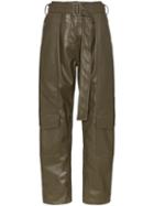 Low Classic Faux Leather Cargo Trousers - Green