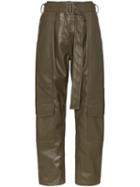 Low Classic Faux Leather Cargo Trousers - Green