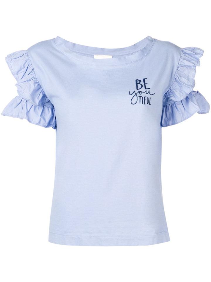 Semicouture Ruffled Sleeves T-shirt - Purple