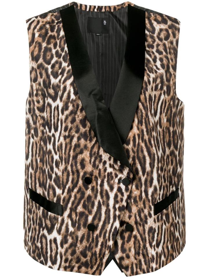R13 Leopard Print Waistcoat - Brown