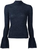 Co Bell Sleeve Sweater, Women's, Size: Medium, Blue, Linen/flax/polyester/wool