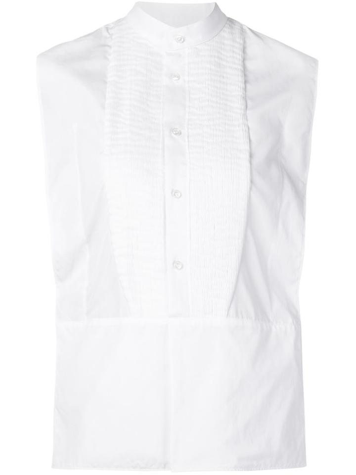 Maison Margiela Pleated Bib Blouse, Women's, Size: 4, White, Cotton
