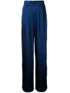 Gwen Salakaia - Flared Trousers - Women - Silk/polyester - 4, Blue, Silk/polyester