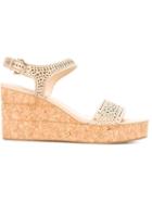 Salvatore Ferragamo Wedge Sandals, Women's, Size: 40, Nude/neutrals, Calf Leather/leather/rubber