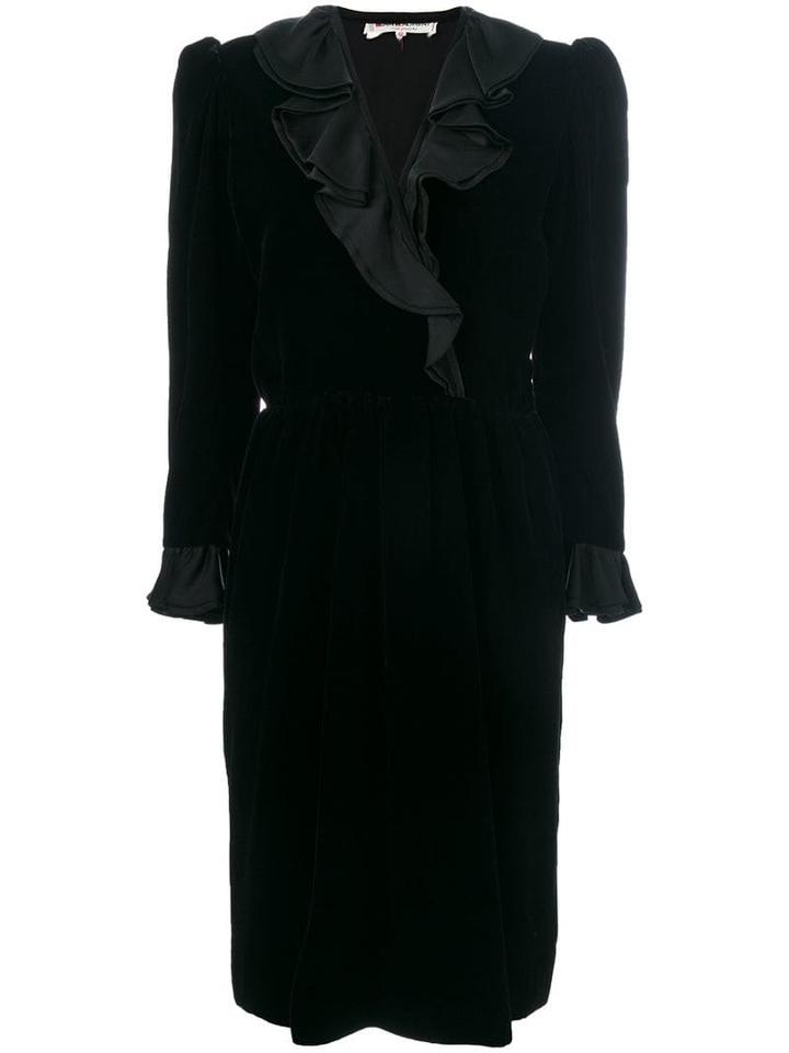 Yves Saint Laurent Pre-owned Long-sleeve Ruffle Dress - Black